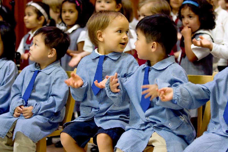 Children learning in a Montessori classroom at Casa dei Bambini