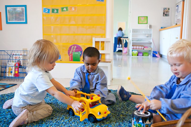 Children learning in a Montessori classroom at Casa dei Bambini