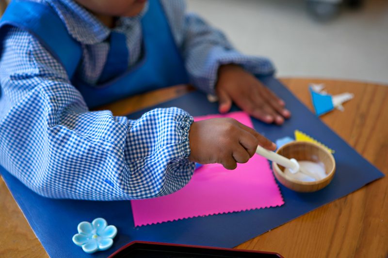 Children learning in a Montessori classroom at Casa dei Bambini