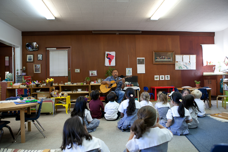 Children learning in a Montessori classroom at Casa dei Bambini